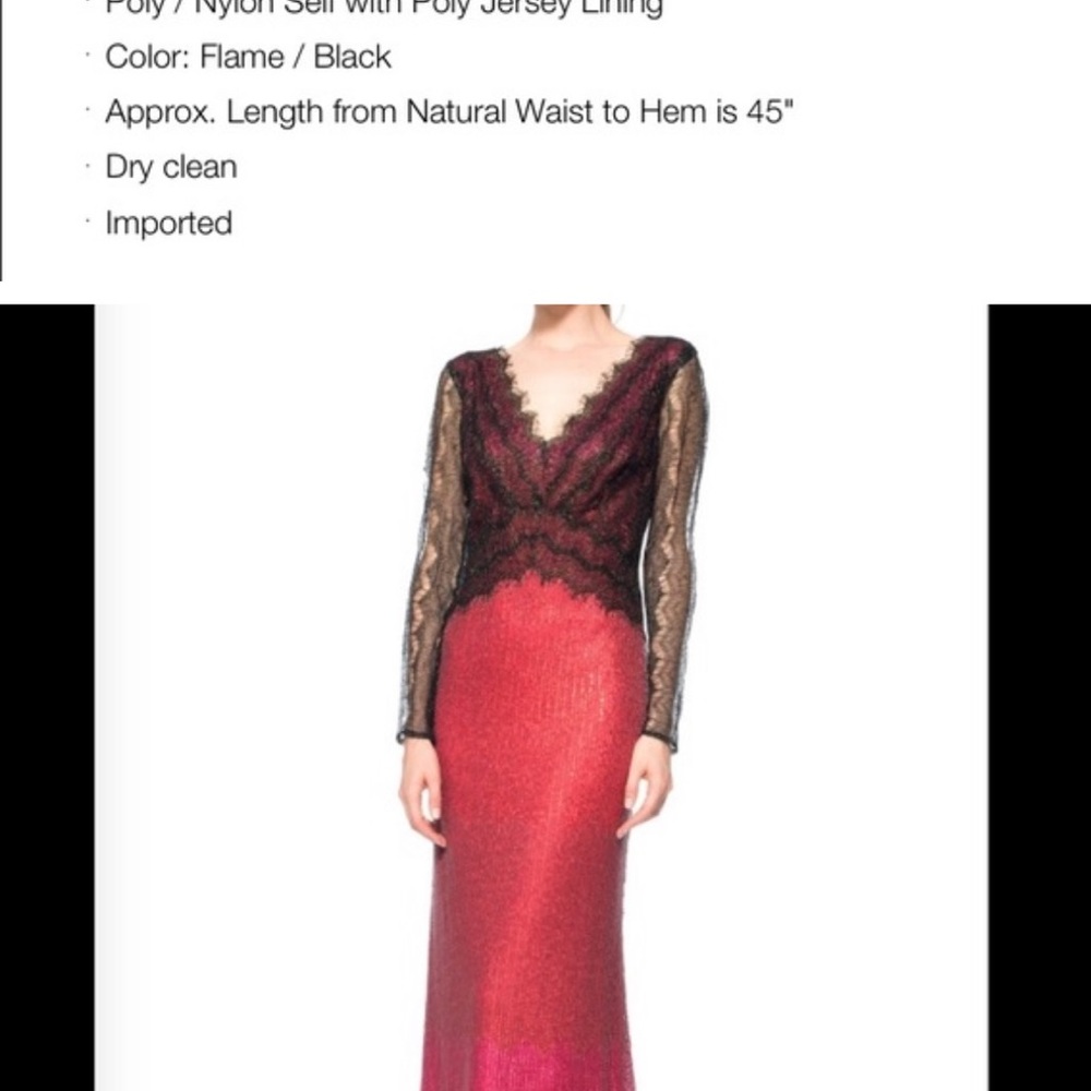 Metallic Chantilly Lace Over Sequin Lace Long Sleeve Gown - Picture 4 of 12
